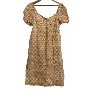 J.CREW Women’s Size 12 Golden shell Puff Sleeve Twist Front MIDI DRESS